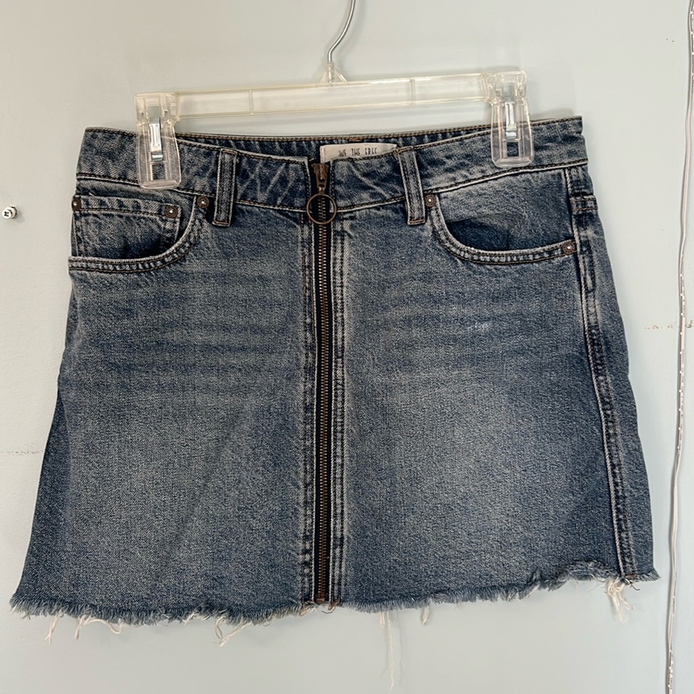 We the Free Zip it Up Denim Mini Skirt
